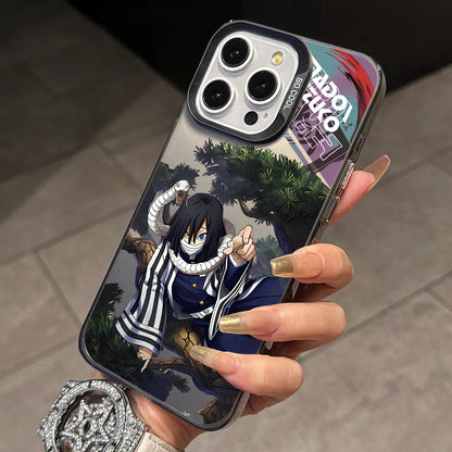 Demon Slayer Iguros Obanaies Phone Case for iPhone 17 Air 16 16e 15 14 Plus 13 12 11 Pro Max X Xs XR 8 Silver Hard Cover