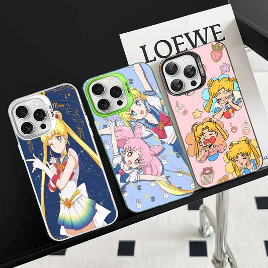 Anime S-Sailor M-Moon Phone Case For iPhone 17 16 15 14 13 12 11 Pro Max Color Black Matte Cover