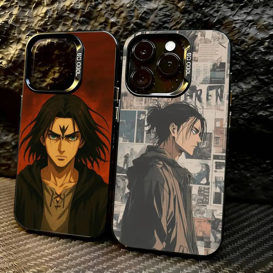 Attack on Titan E-Eren y-Yeager Phone Case For iPhone 17,16,15,14,13,12,11Plus,Pro Max,XS,Colorful Silver Phone case Funda Cover