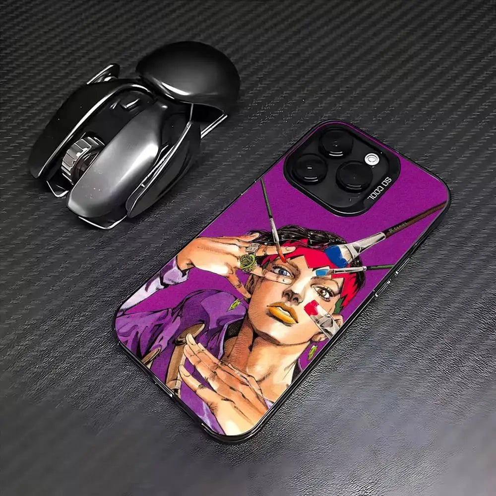 JOJOS B-Bizarres Adventures Phone Case For iPhone 17,16,15,14,13,12,11 Plus,Pro Max,Colored Silver Phone Case