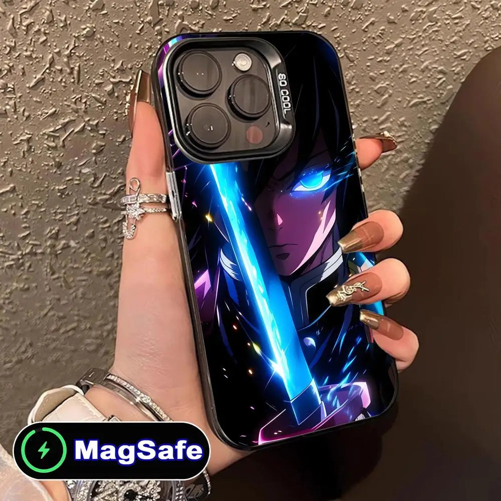 Demon Slayer Giyu Tomioka Phone Case for iPhone 16 15 14 13 12 11 Pro Max Plus MagSafe Translucent Colour Protective Cover