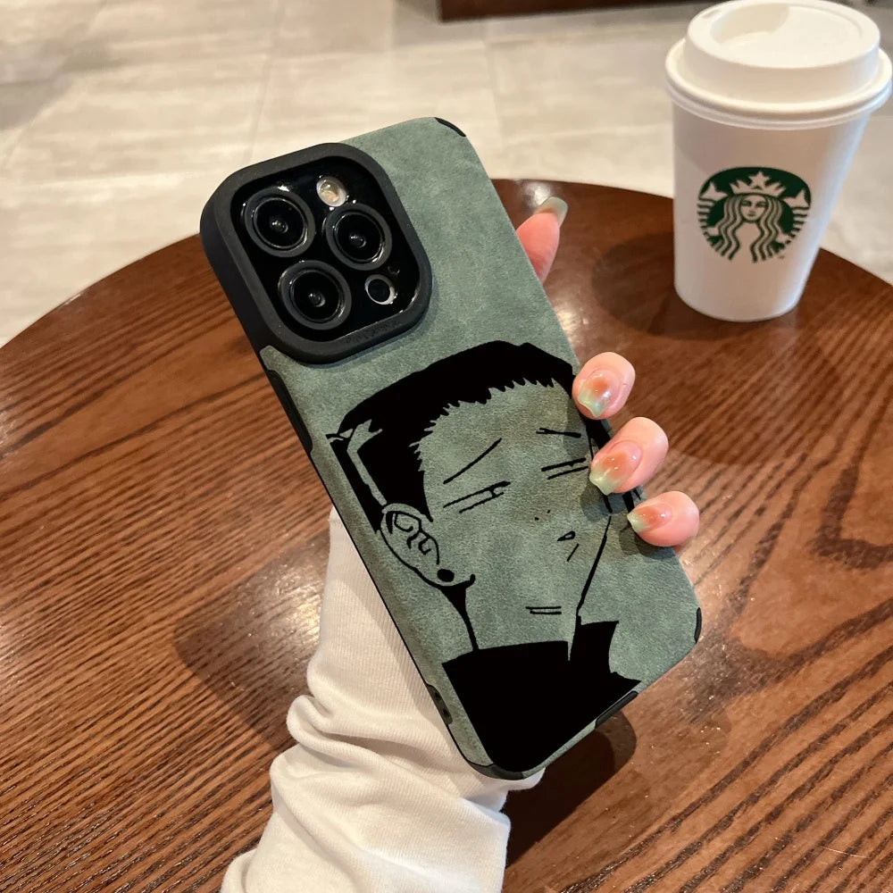 Luxury Gojo Satoru Geto Suguru lovely Suede Leather Silicone Case protection for iPhone 17 16 15 13 12 11 14 Pro Max XS XR Coque