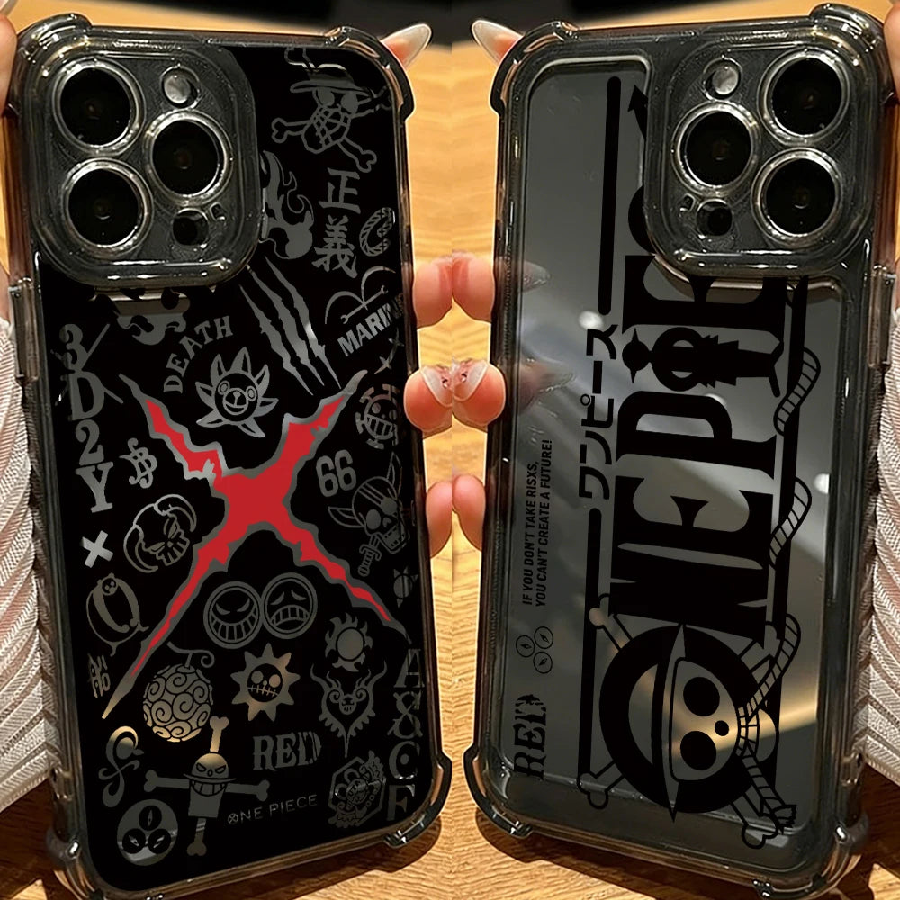 One Luffies Z-Zoroe Pieces Phone Case for iPhone 17 Air 16 16e 15 14 Plus 13 12 11 Pro Max X Xs XR 8 Black Clear Anti Drop Cover