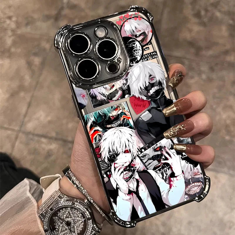 New Cool T-Tokyo Ghoul Anime Plating Phone Case For iPhone 17 17e 16 15 14 13 12 11 Pro Max X XR XSMax Mini Air Plus Anti-Fall