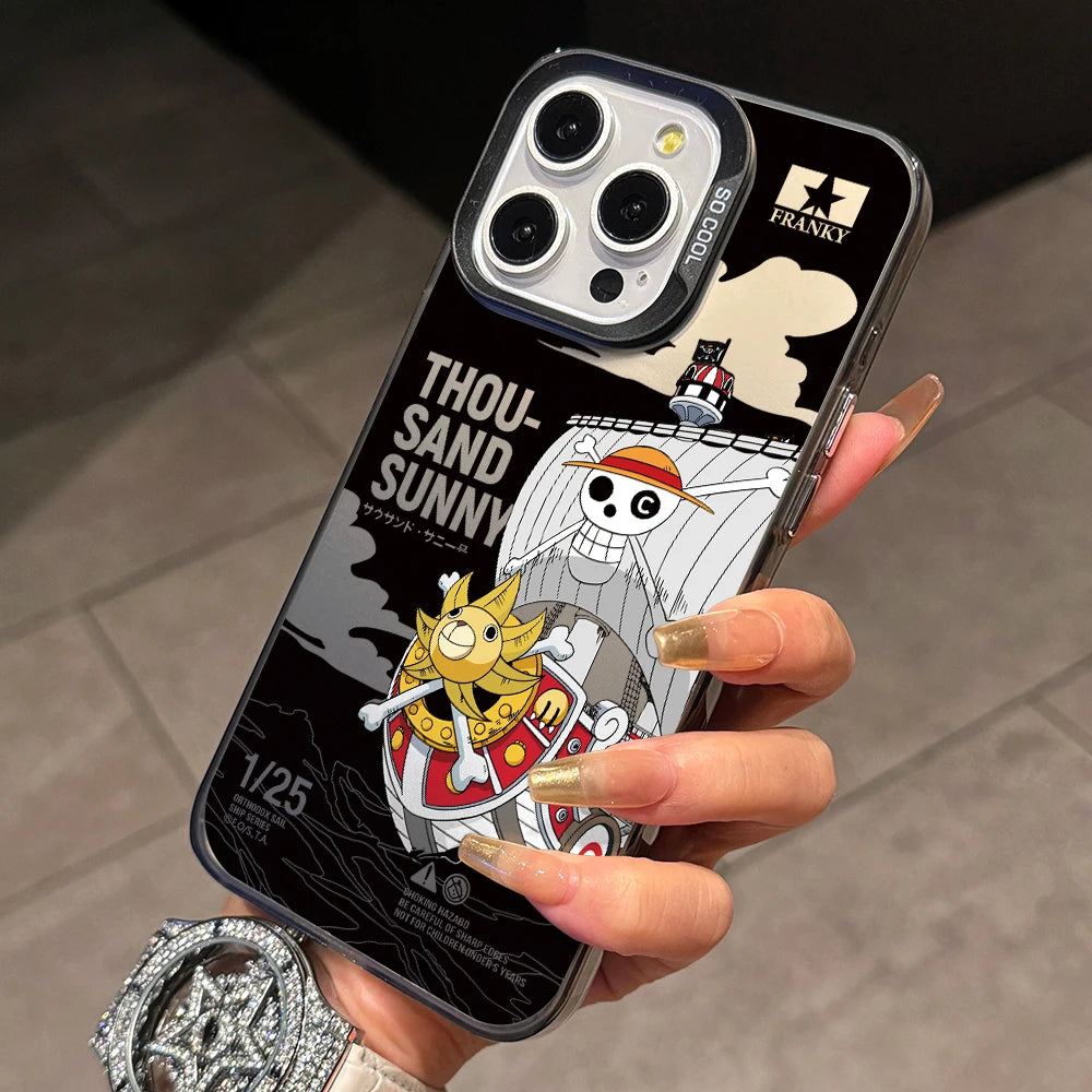 One Luffies Z-Zoroes Pieces Phone Case for iPhone 17 Air 16 16e 15 14 Plus 13 12 11 Pro Max X Xs XR 8 Colorful Silver Hard Cover