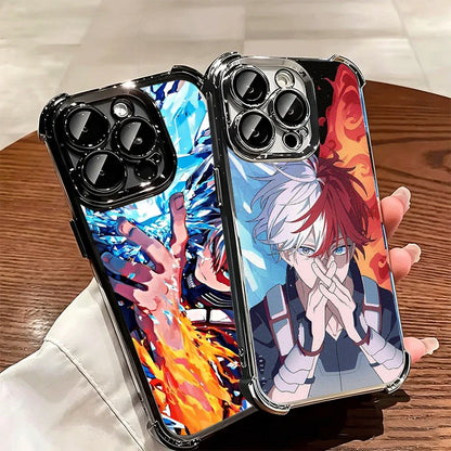 MHA My Hero Todoroki Shoto Soft Phone Case For iPhone 15 16 17 Air 14 Pro Max 16E Plus 13 12 Mini Plating Anti-Fall Fundas