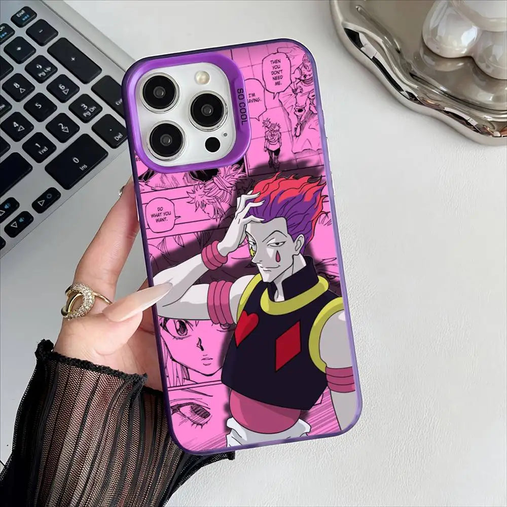 H-Hisoka H-Hunter X Hunter Phone Case For IPhone 17 16 15 14 13 12 Pro Max Plus Multicolor Matte Silver-Plated Protective Case