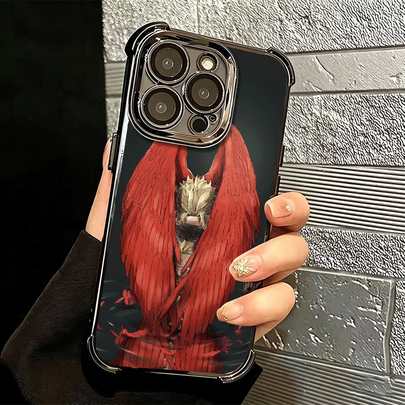 MHA My Hero Hawks Soft Phone Case For iPhone 15 16 17 Air 14 Pro Max 16E Plus 13 12 Mini Plating Anti-Fall Fundas