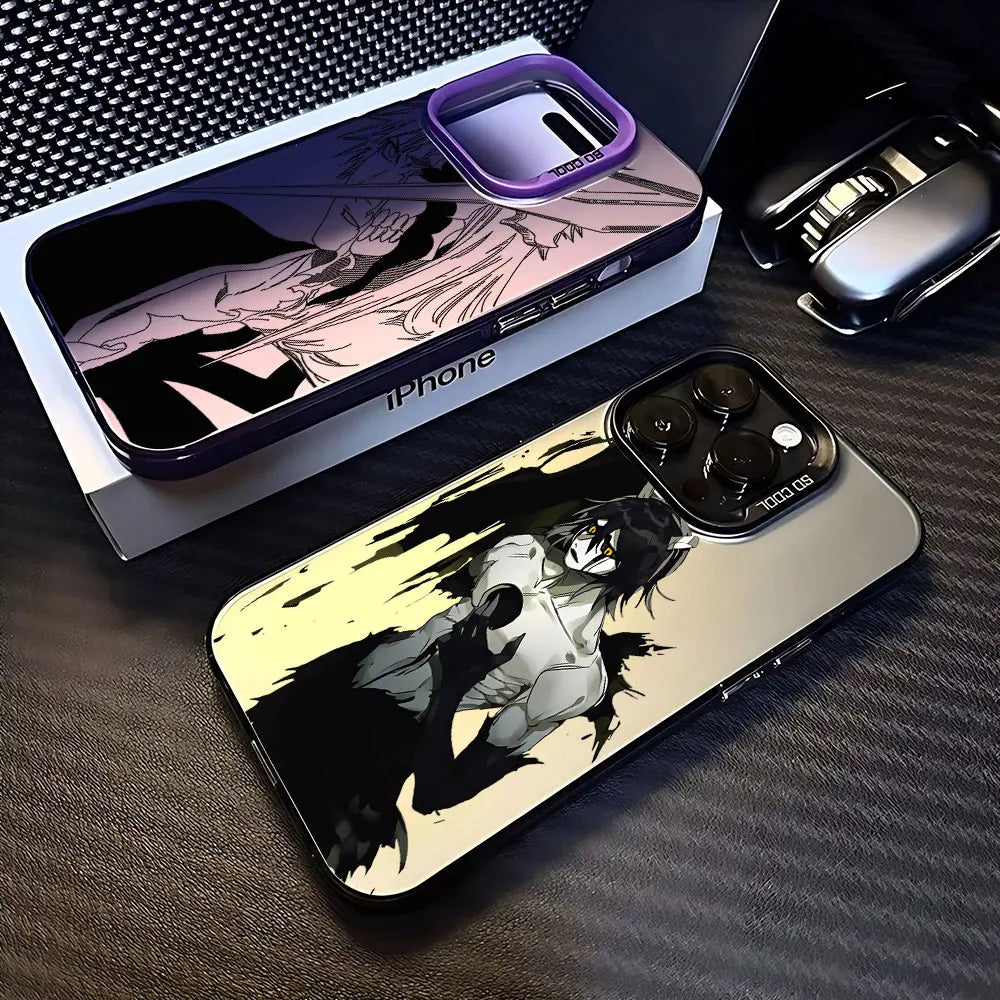 Black Anime Bleachs Kurosaki Ichigo Phone Case For iPhone 16 15 14 13 12 11 Pro Max X XR XSMAX 8 7 Plus Candy Matte Back Cover