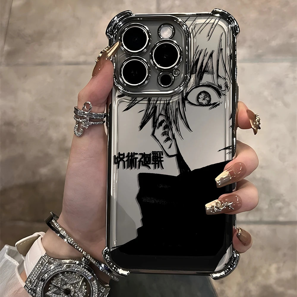 Jujutsu Kaisen Gojo Satoru New Plating Case For iPhone 16 15 14 13 12 11 Pro Max X XR XSMax 7 8 6 Plus Anti-Fall Airabag Back