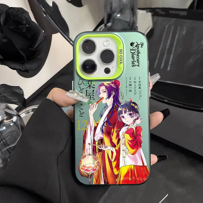 Anime Apothecary Diaries Phone Case For iPhone 16 15 14 13 12 11 Pro Max Pink Green Matte Laser Metallic Aurora Funda
