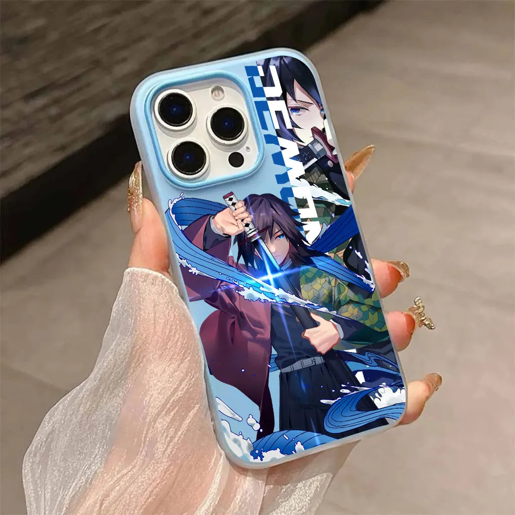 Japan Anime Demon Slayer Silicone Matte Candy Color 2 in 1 Phone Case for iPhone 17 Air 16e 16 15 14 13 Plus 12 11 Pro X XR Max