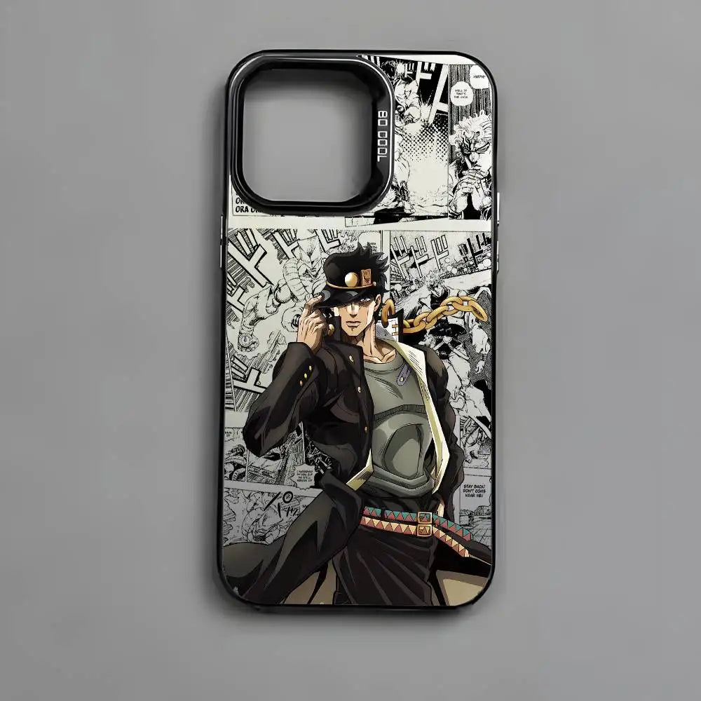 Anime J-JOJO Cool Phone Case For iPhone 17 16 15 14 13 12 11 Pro Max Air multicolor Matte Laser Metallic Aurora Funda