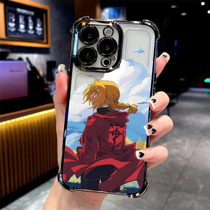 Anime Fullmetal Alchemist Plating Phone Case For Xiaomi 15 14 13 Poco F4 F5 X7 X6 X5 X3 Pro Ultra 5G Anti Fall Airbag Back Cover
