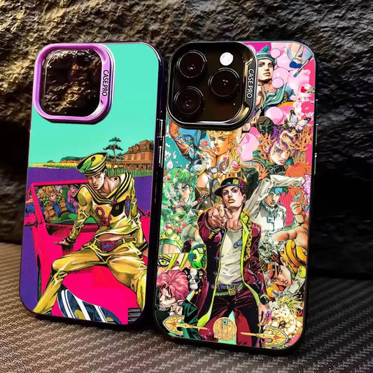 JOJOS B-Bizarres Adventures Phone Case For iPhone 17,16,15,14,13,12,11 Plus,Pro Max,Colored Silver Phone Case