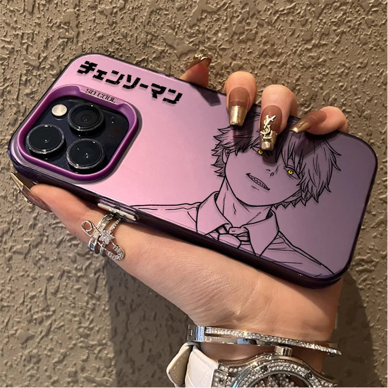 C-Chainsaw Mans Denji Reze Sketch Print Frosted Case for iPhone 17 16 E 15 14 Plus 13 12 Mini 11 Pro Max Acrylic Silicone Cover
