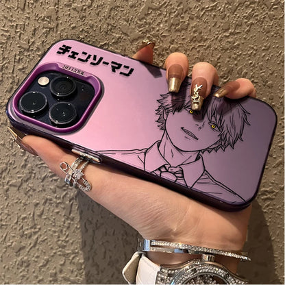 C-Chainsaw Mans Denji Reze Sketch Print Frosted Case for iPhone 17 16 E 15 14 Plus 13 12 Mini 11 Pro Max Acrylic Silicone Cover