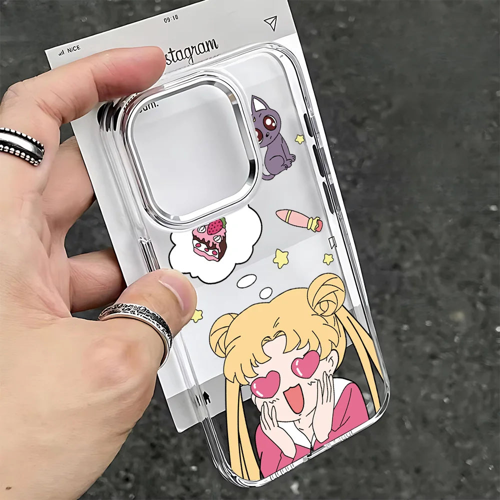 Anime S-Sailors M-Moons Phone Case For iPhone 17 16e 16 15 14 13 12 11 mini Pro Max X XR XSMAX 8 7 Air Plus Clear Soft Cover