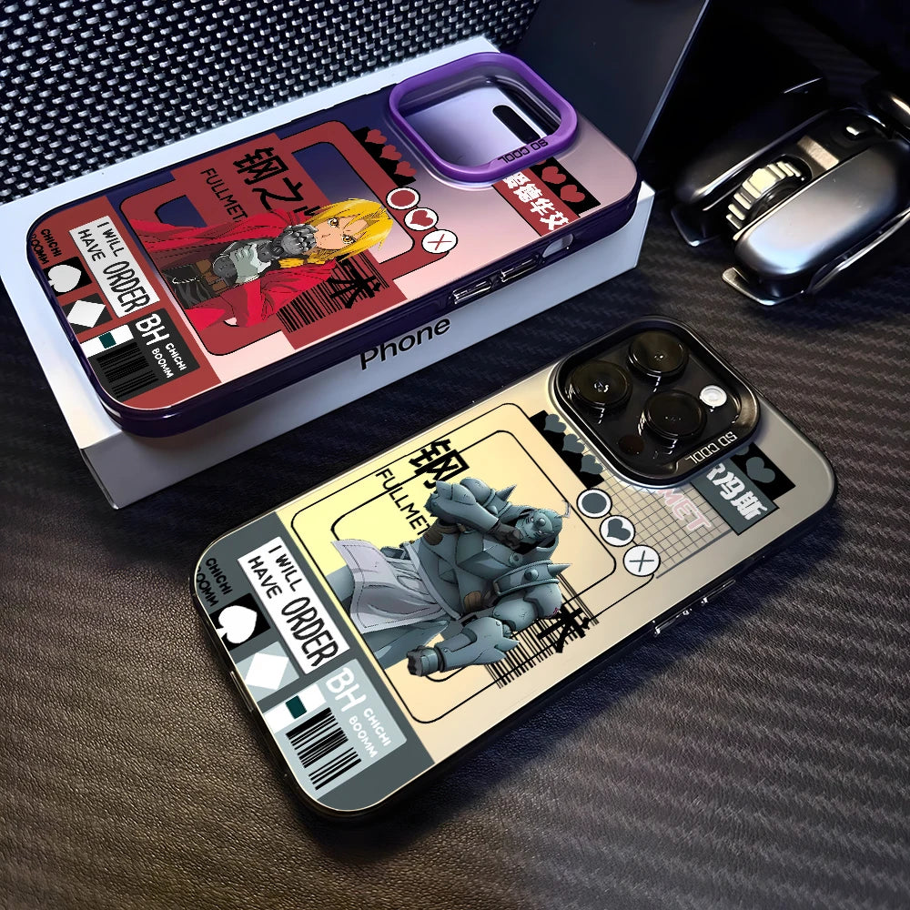Anime Fullmetals Alchemists Phone Case for iPhone 17 Air 16 16e 15 14 Plus 13 12 11 Pro Max X Xs XR 8 Colorful Silver Hard Cover