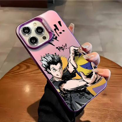 Anime H-HaiKyuu Phone Case For iPhone 16 15 14 13 12 11 Plus Pro Max multicolor Aurora laser Shockproof Funda Cover
