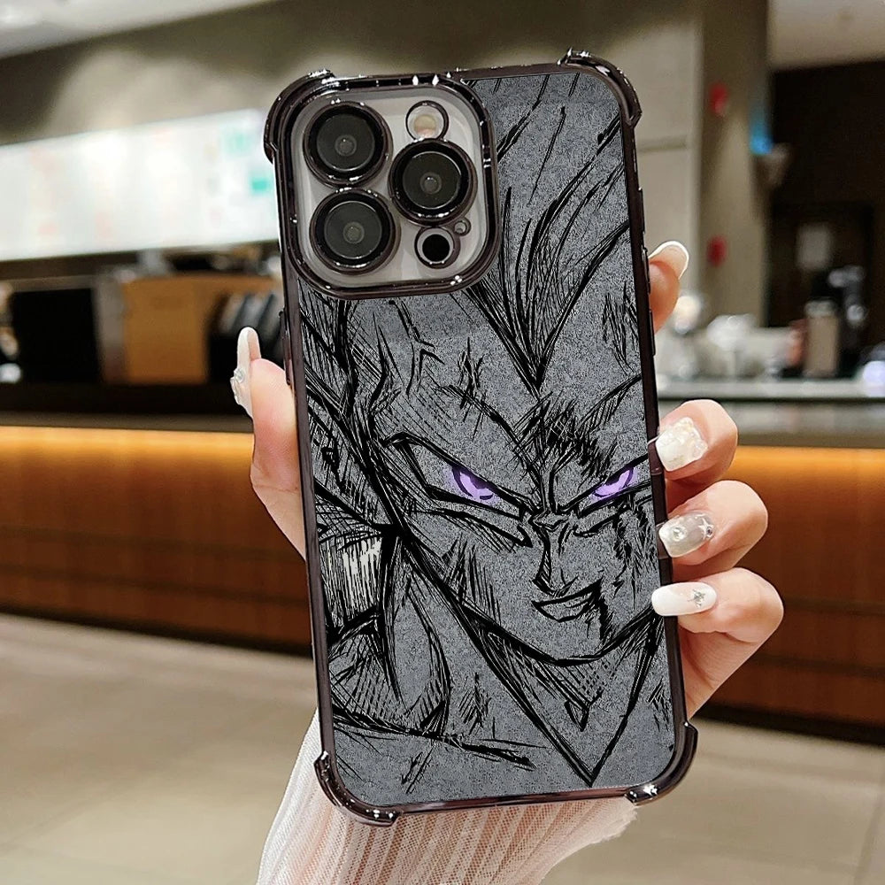 Dragon Ball anime sketch Plating Phone Case For iPhone 17 17e 16 15 14 13 12 11 Pro Max X XR 7 8 Mini Air Plus Anti-Fall Airabag