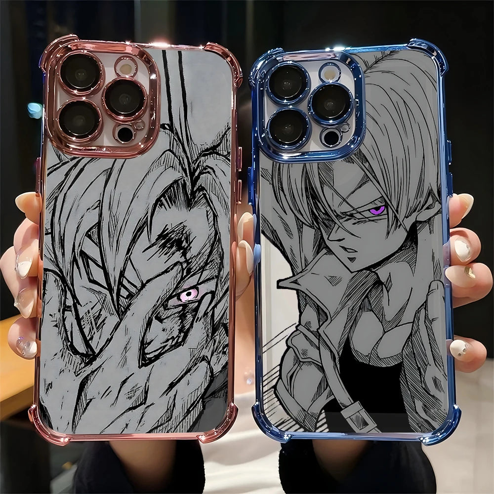 Dragon Ball anime sketch Plating Phone Case For iPhone 17 17e 16 15 14 13 12 11 Pro Max X XR 7 8 Mini Air Plus Anti-Fall Airabag