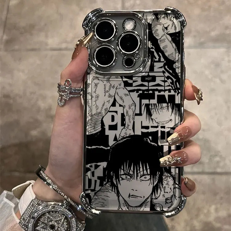 Hot Anime Jujutsu Kaisen Gojo Plating Phone Case For iPhone 16e 15 14 13 12 11 Pro Max X XR XSMax 7 8 6 Plus Anti-Fall Airabag