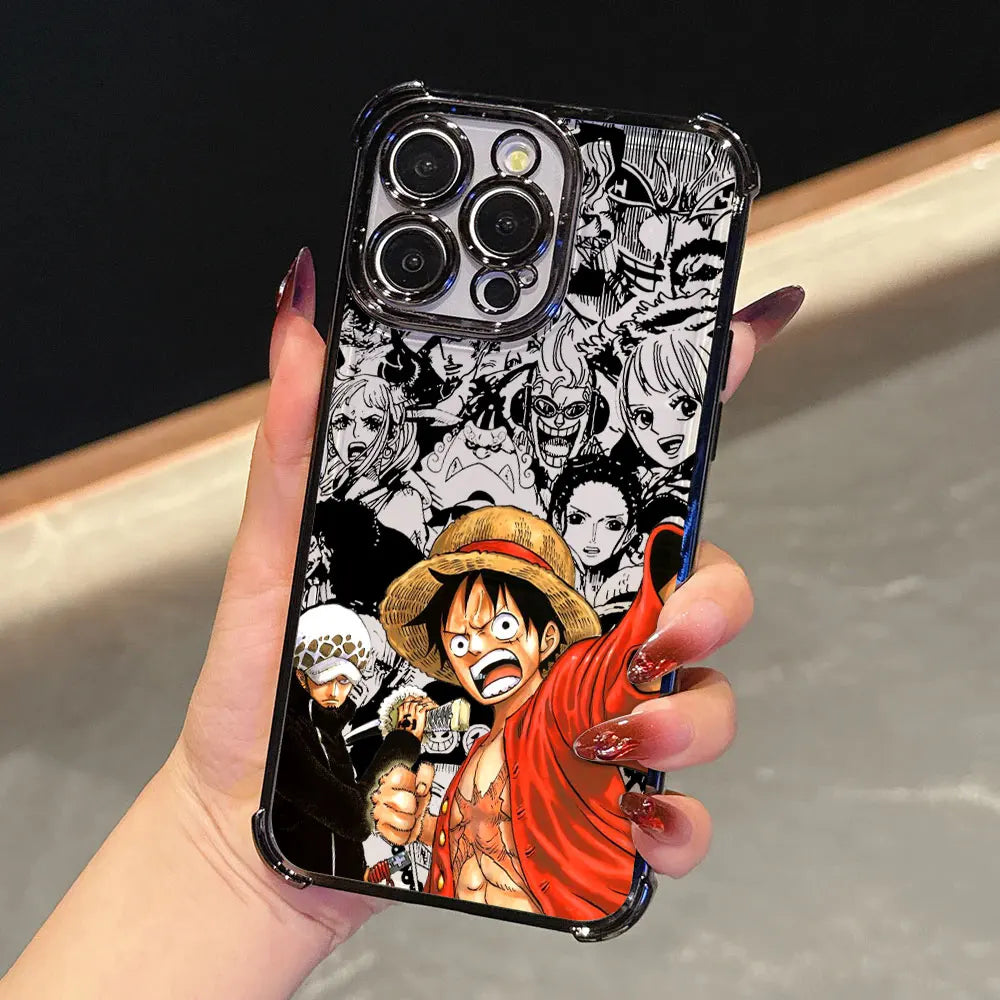 Anime Gear 5 LuffyS Ones Pieces Plating Phone Case For iPhone 17 17e 16e 16 15 14 13 12 11 Pro Max X XR Mini Air Plus Anti-Fall