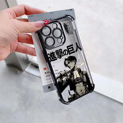 Anime Attack On Titan Levi Plating Phone Case For iPhone 17 16e 16 15 14 13 12 11 Pro Max X 7 8 Mini Air Plus Anti-Fall Airabag