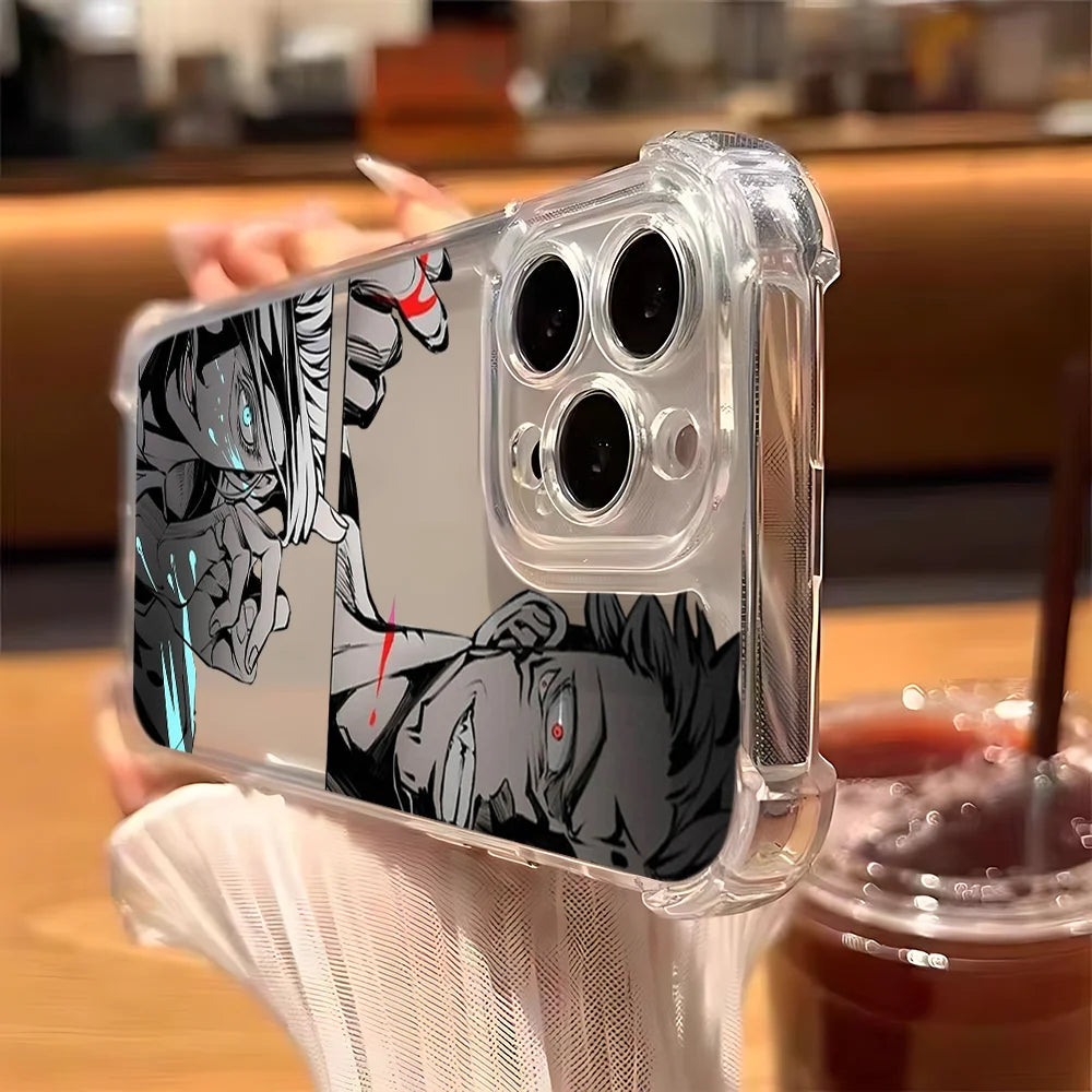 Hot Anime Jujutsu Kaisen Gojo Phone Case For iPhone 16 15 14 13 12 11 Mini Pro Max X XR XSMax 8 Plus Anti Fall Transparent Cover