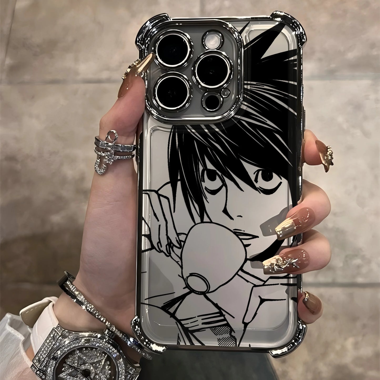 Anime Death Note Plating Phone Case For iPhone 17 17e 16e 16 15 14 13 12 11 Pro Max X XR XSMax 8 Mini Air Plus Anti-Fall Airabag
