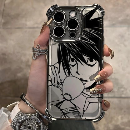 Anime Death Note Plating Phone Case For iPhone 17 17e 16e 16 15 14 13 12 11 Pro Max X XR XSMax 8 Mini Air Plus Anti-Fall Airabag
