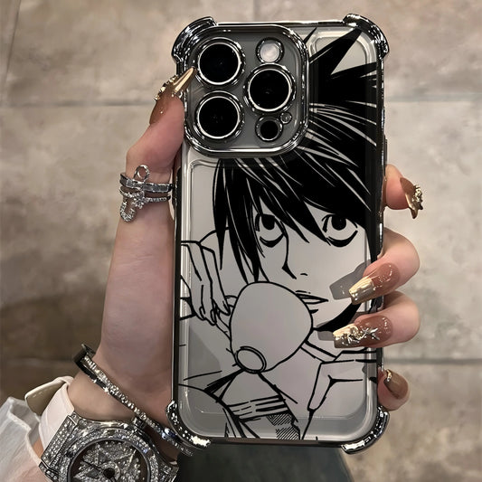 Anime Death Note Plating Phone Case For iPhone 17 17e 16e 16 15 14 13 12 11 Pro Max X XR XSMax 8 Mini Air Plus Anti-Fall Airabag