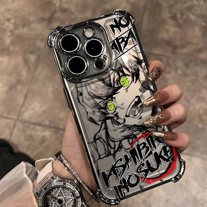 Anime Demons Slayers Plating Phone Case For iPhone 17 16e 16 15 14 13 12 11 Pro Max X XR XSMax 8 Mini Air Plus Anti-Fall Airabag