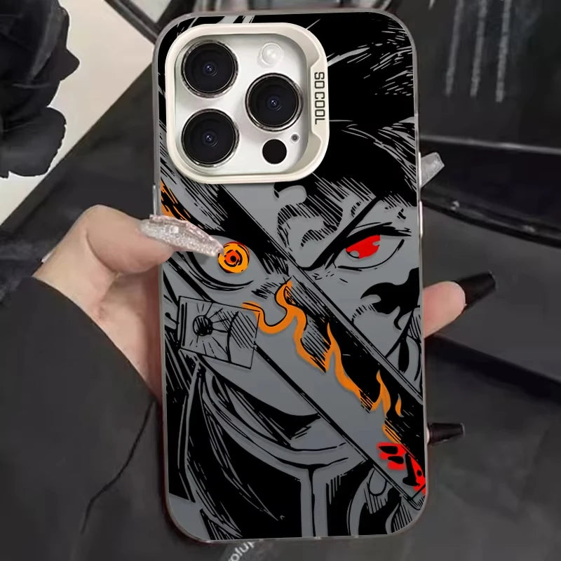 Trendy Anime Demon Slayer Frosted Case for iPhone 17 Air 16 E 15 14 Plus 13 12 Mini 11 Pro Max Acrylic Sheet Silicone Hard Cover