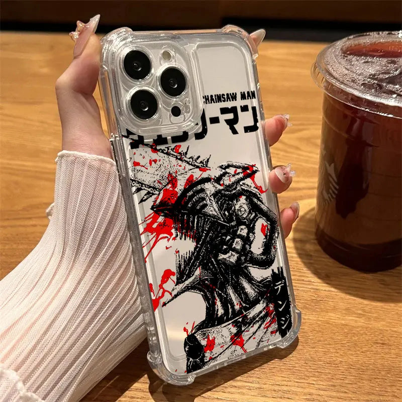 Anime Chainsaw Man Denji Phone Case For iPhone 17 Air 16 E 15 14 13 12 11 Pro Max Plus Mini SE 2020 2022 Soft Transparent Cover
