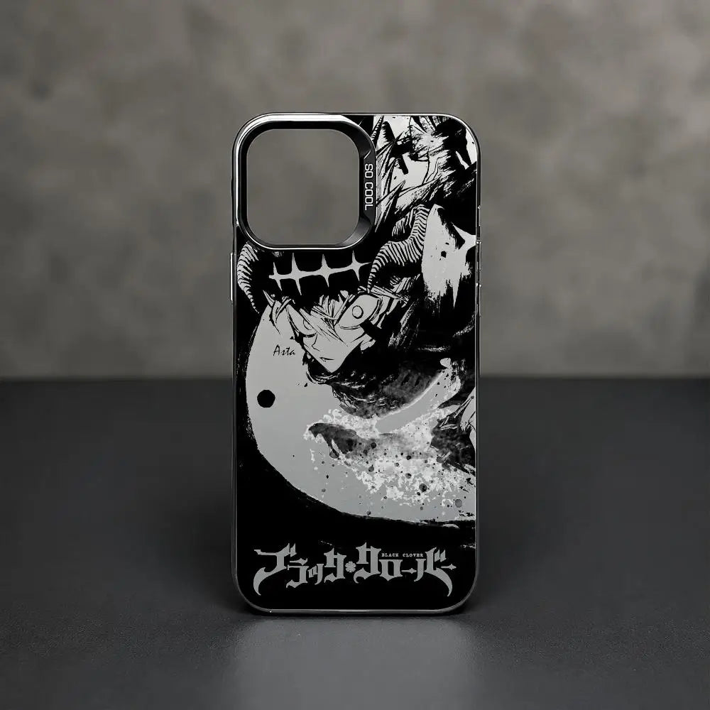 Asta Cartoon B-Black Clover Phone Case iPhone 11/12/13/14/15/16/17 Pro Max Aurora TPU Case Shockproof Slim Stylish Cover