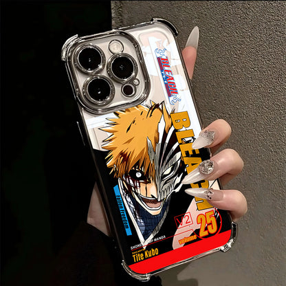 Hot Anime B-Bleachs IchigoesPlating Case for IPhone 16 15 14 13 12 11 Pro Max X XR XSMax 7 8 6 Plus Anti-Fall Airabag Back Cover