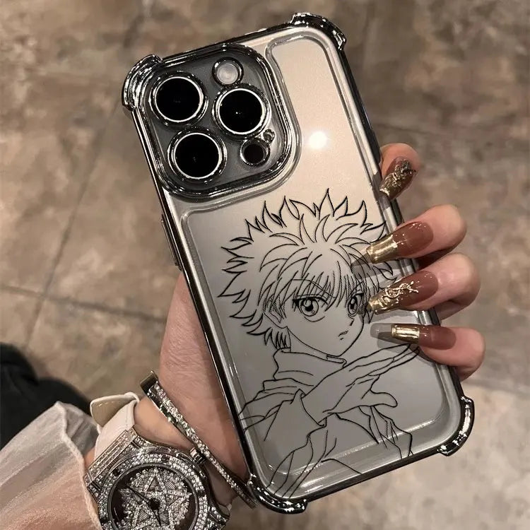 Black Hot Anime HUNTER×HUNTER Plating Case For Samsung S25 S24 S23 S22 S21 S20 FE Note20 Plus Ultra 4G 5G Anti Fall Airbag Cover