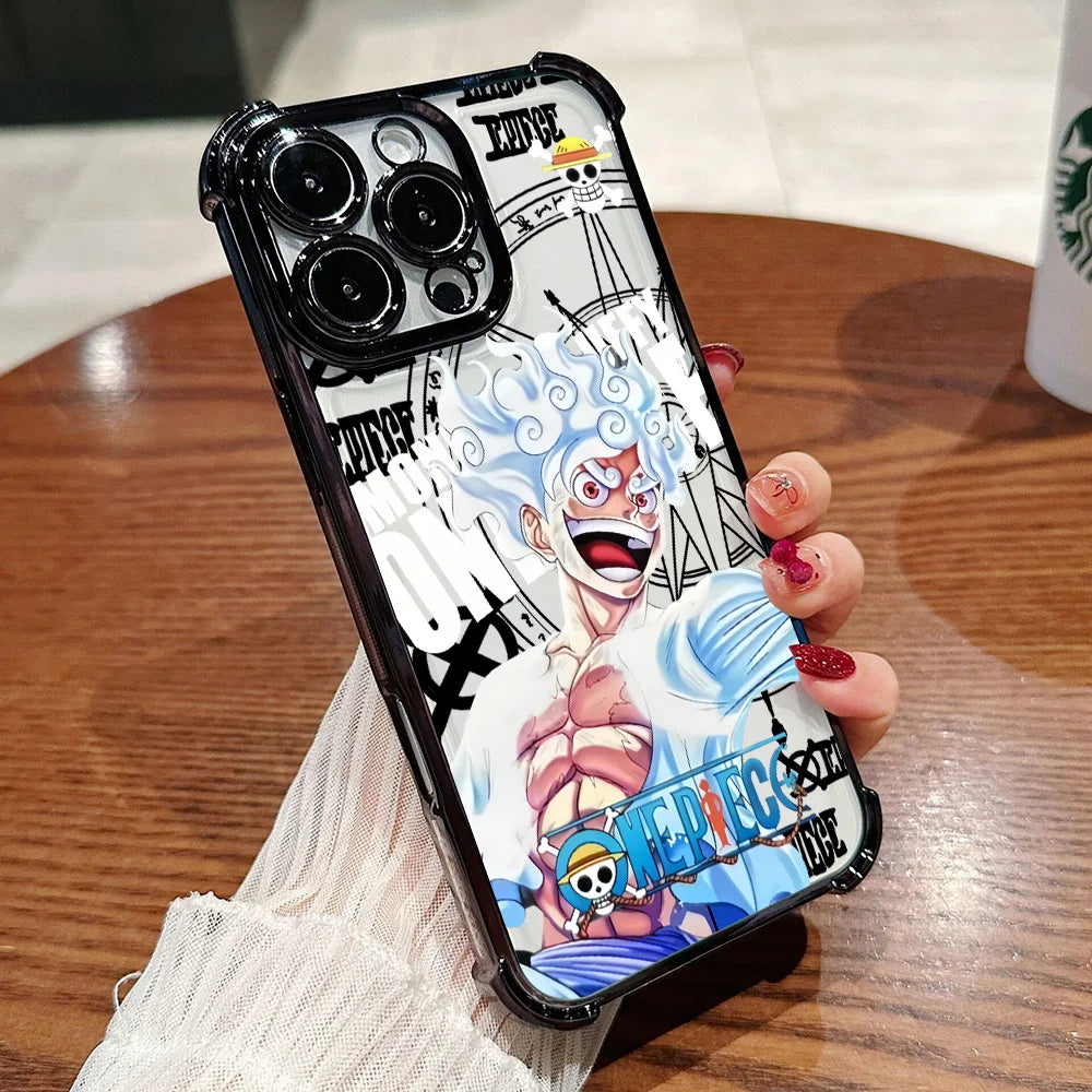 HOT Anime Ones Pieces Plating Phone Case For iPhone 17 17e 16 15 14 13 12 11 Pro Max X XR XSMax Mini Air Plus Anti-Fall Airabag
