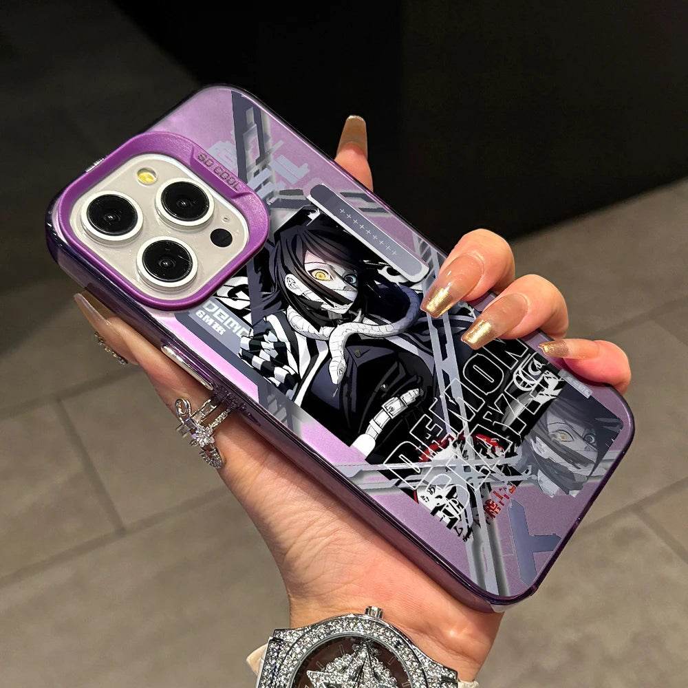 Demon Slayer Iguros Obanaies Phone Case for iPhone 17 Air 16 16e 15 14 Plus 13 12 11 Pro Max X Xs XR 8 Silver Hard Cover
