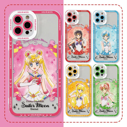Sailors Moons Girl Phone Case for Apple iPhone 17 Air 16 15 14 Plus 13 12 11 Pro Max Border printing Soft Transparent Cover
