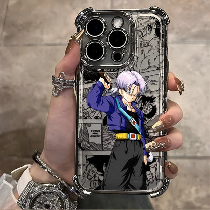 Hot Anime Plating Phone Case For iPhone 17 17e 16e 16 15 14 13 12 11 ProMax X XR Mini Air Plus Anti-Fall Airabag D-Dragons Balls