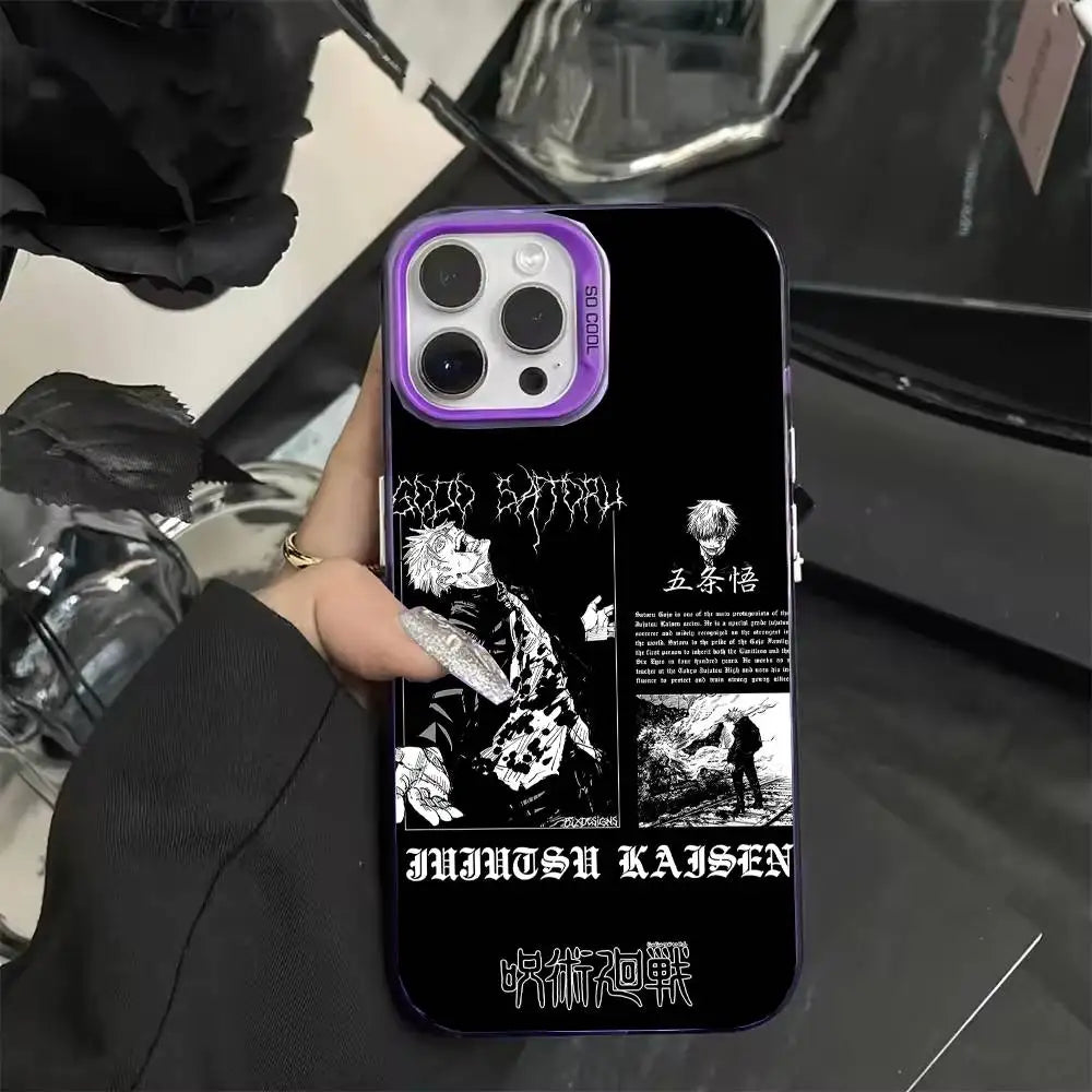 Anime J-Jujutsu K-Kaisen Gojo Phone Case IMD Phone Case For iPhone 16 15 14 13 12 11 Pro Max Plus Color Silver Cover