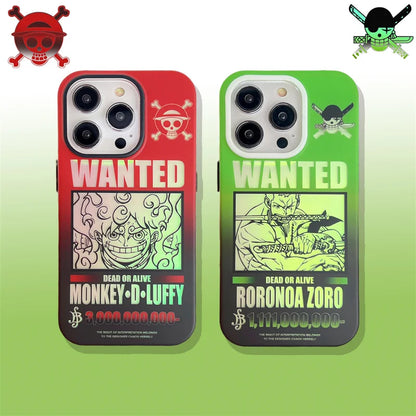 Luxury Laser Anime One Piece Luffy Matte Case For iPhone 16 15 14 13 12 11 Pro Max Zoro Bumper Shockproof Armor Hard Back Cover