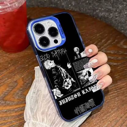 Anime J-Jujutsu K-Kaisen Gojo Phone Case IMD Phone Case For iPhone 16 15 14 13 12 11 Pro Max Plus Color Silver Cover