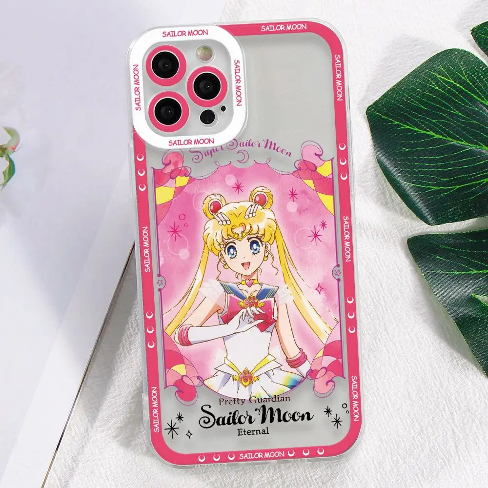 Sailors Moons Girl Phone Case for Apple iPhone 17 Air 16 15 14 Plus 13 12 11 Pro Max Border printing Soft Transparent Cover